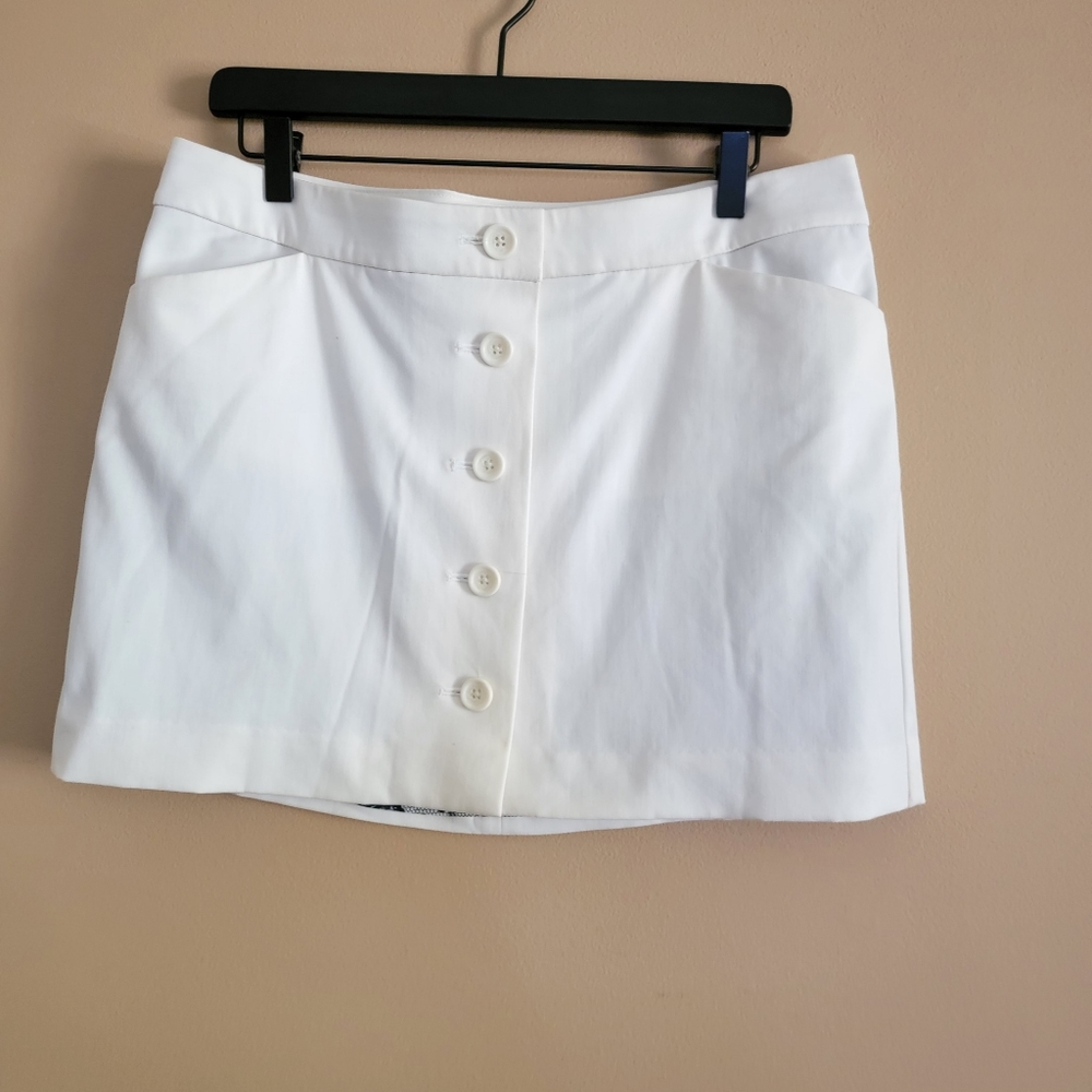 EXPRESS Editor Cream buttoned mini skirt Size 10